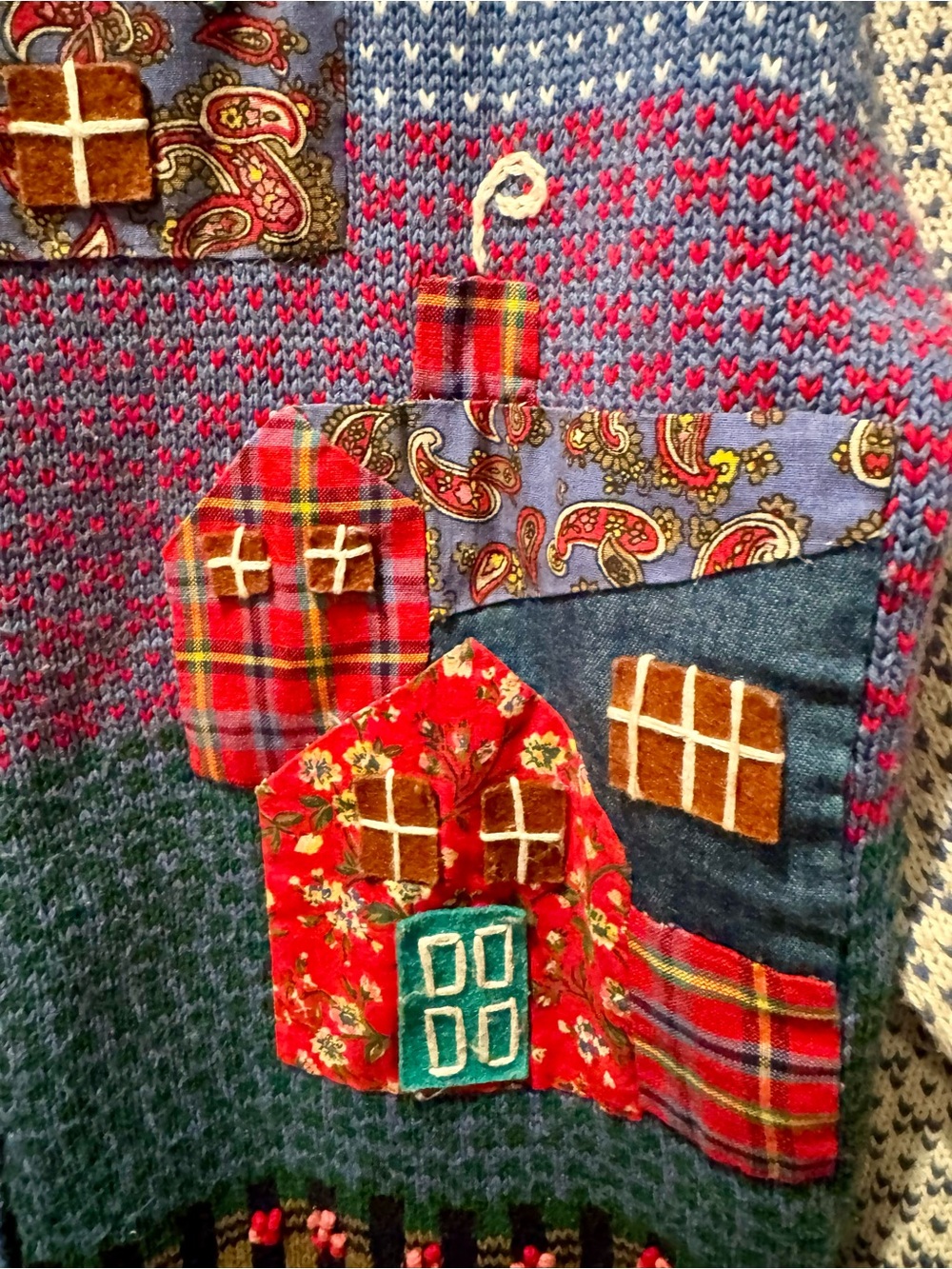 Women’s Susan Bristol Cotton Blend Patchwork Cardigan Sweater- Size MED - Picture 3 of 6